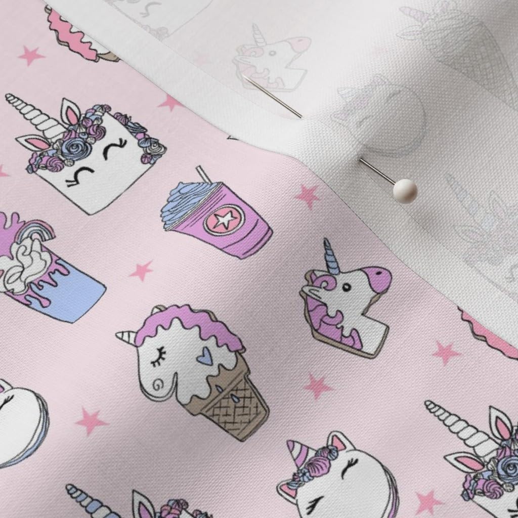 Spoonflower Fabric - Unicorn Food Ice Cream Cone Unicorns Cake Cute Kawaii Rainbows Pastel Printed on Petal Signature Cotton Fabric by The Yard - Sewing Quilting Apparel Crafts Decor