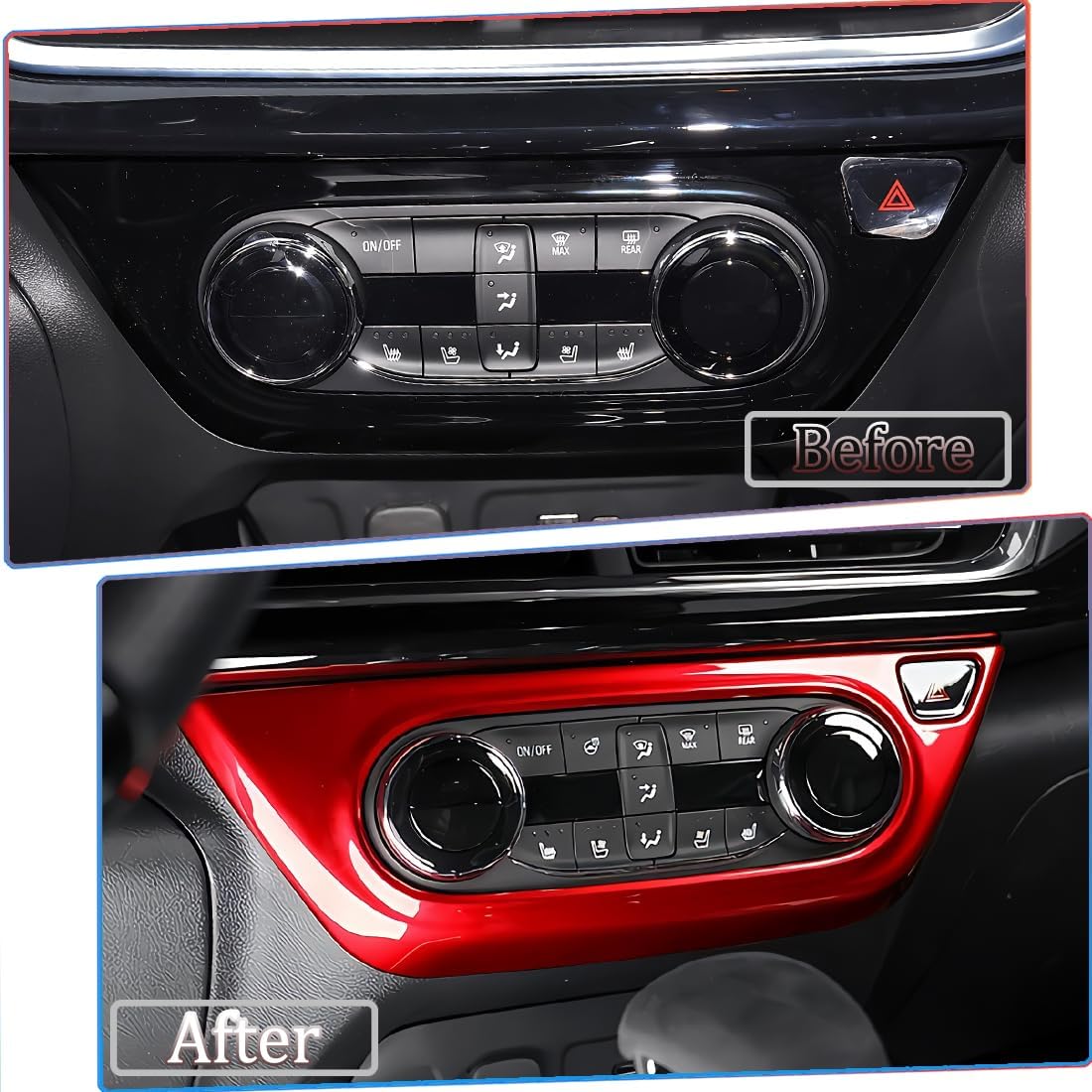 MUXEE Center Contro A/C Vent Frame Trim, for Chevrolet Trax 2024 2025 2026 - ABS Wine Red Sport Interior Trim Accessories