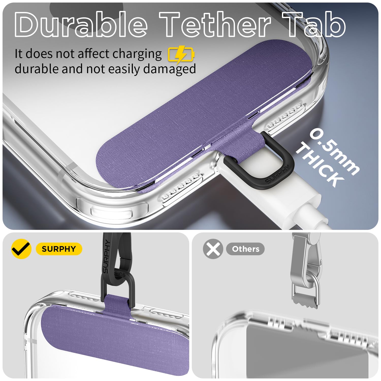 SURPHY Cordino per Cellulare Antifurto Luminescente, Laccio per Cellulare Multifunzione da Tracolla per Telefono, Porta Cellulare da Collo Rimovibile per Corsa all‘Aperto e Ciclismo Notturno