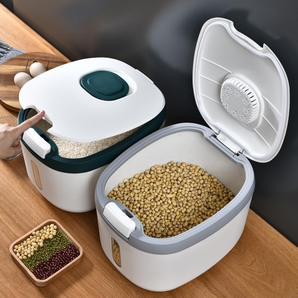 TIDTALEO 20l Gray Kitchen Sealing Storage Case Rice Storage Box Airtight Household Rice Container for Pantry and Home Use