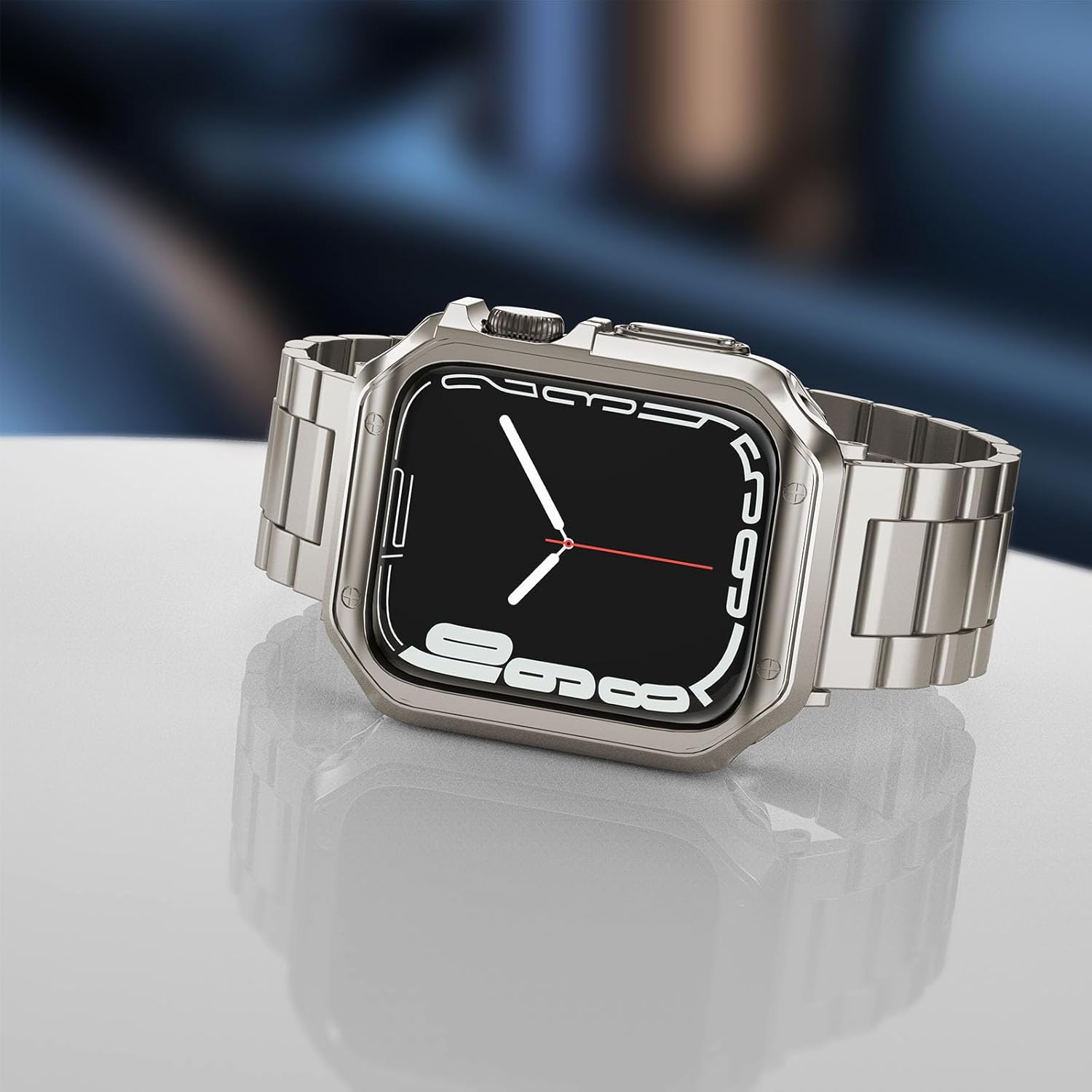 Designed for Apple Watch Band and Case, Stainless Steel Metal Chain with TPU Cover, Smart-Watch Link Bracelet Strap, Wrist-Band for i-Watch Series 9 8 7 6 5 4 3 2 1 SE, 41mm 40mm 38mm, Starlight - Image 3