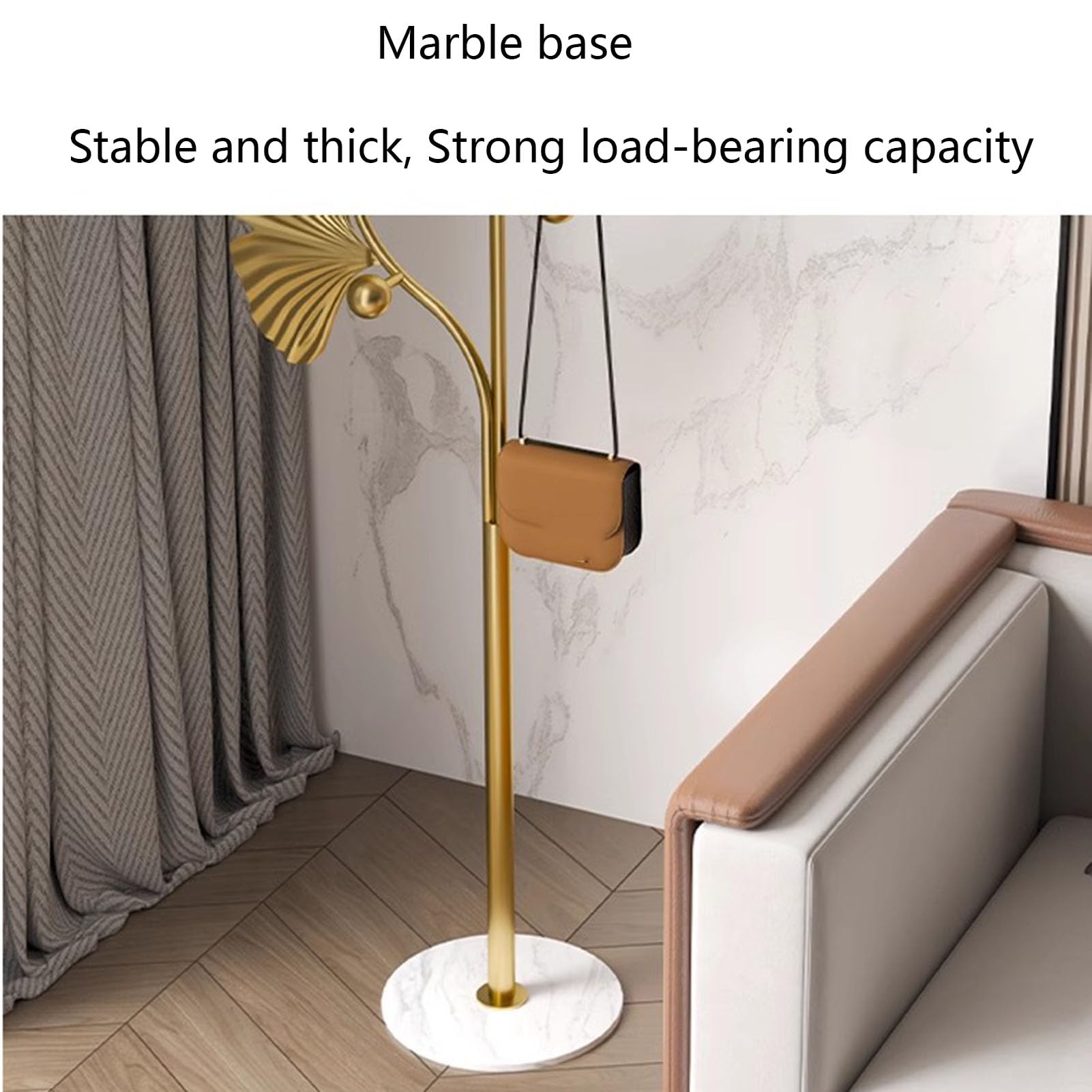 Appendiabiti Da Terra Moderno Oro E Marmo - 3 Ripiani E 9 Ganci Per Ingresso - Foto 13