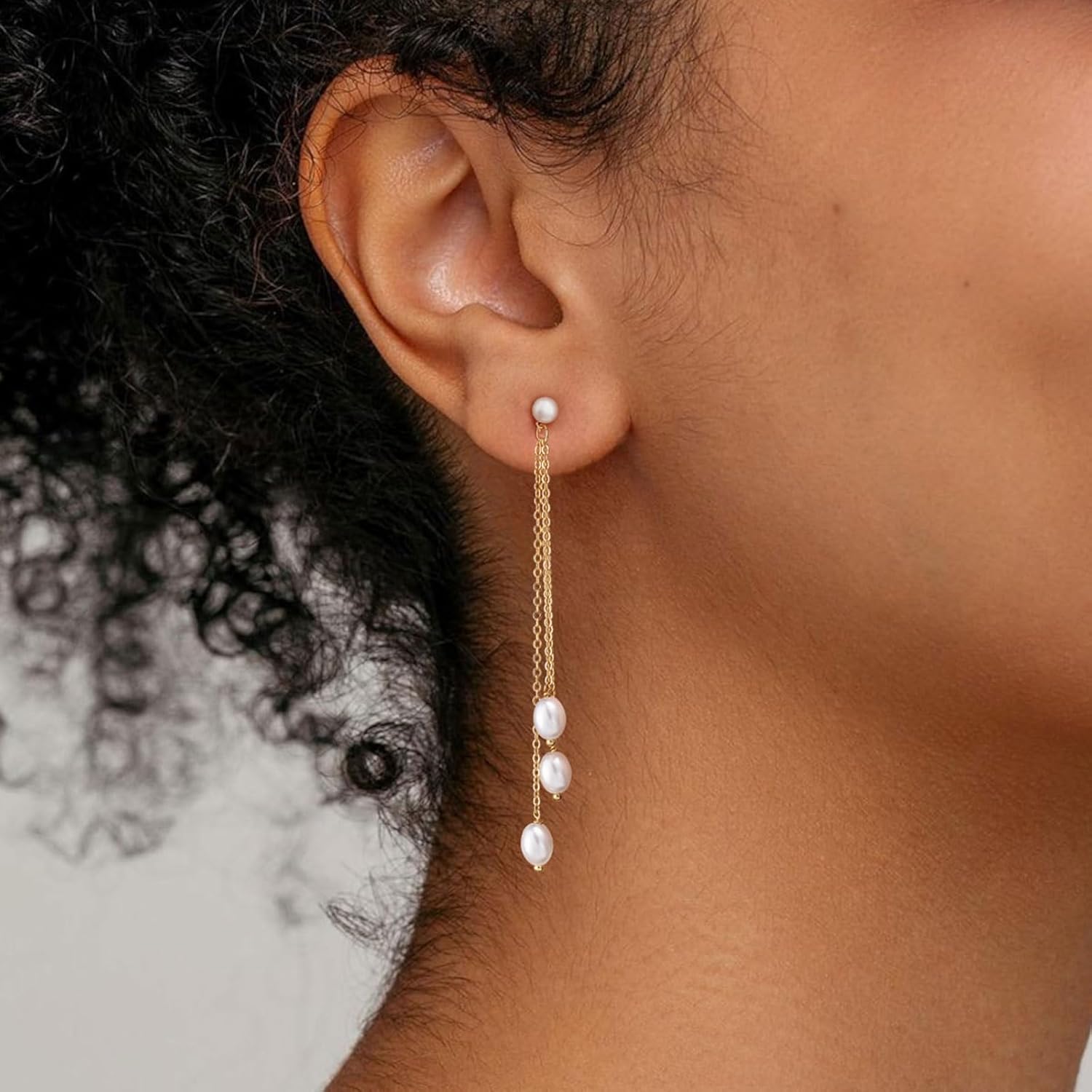 VRIUA Dangle Earrings for Women - 14K Gold Plated Statement Drop Earrings Dainty CZ Wedding Dangling Earrings Trendy Jewelry - Image 2