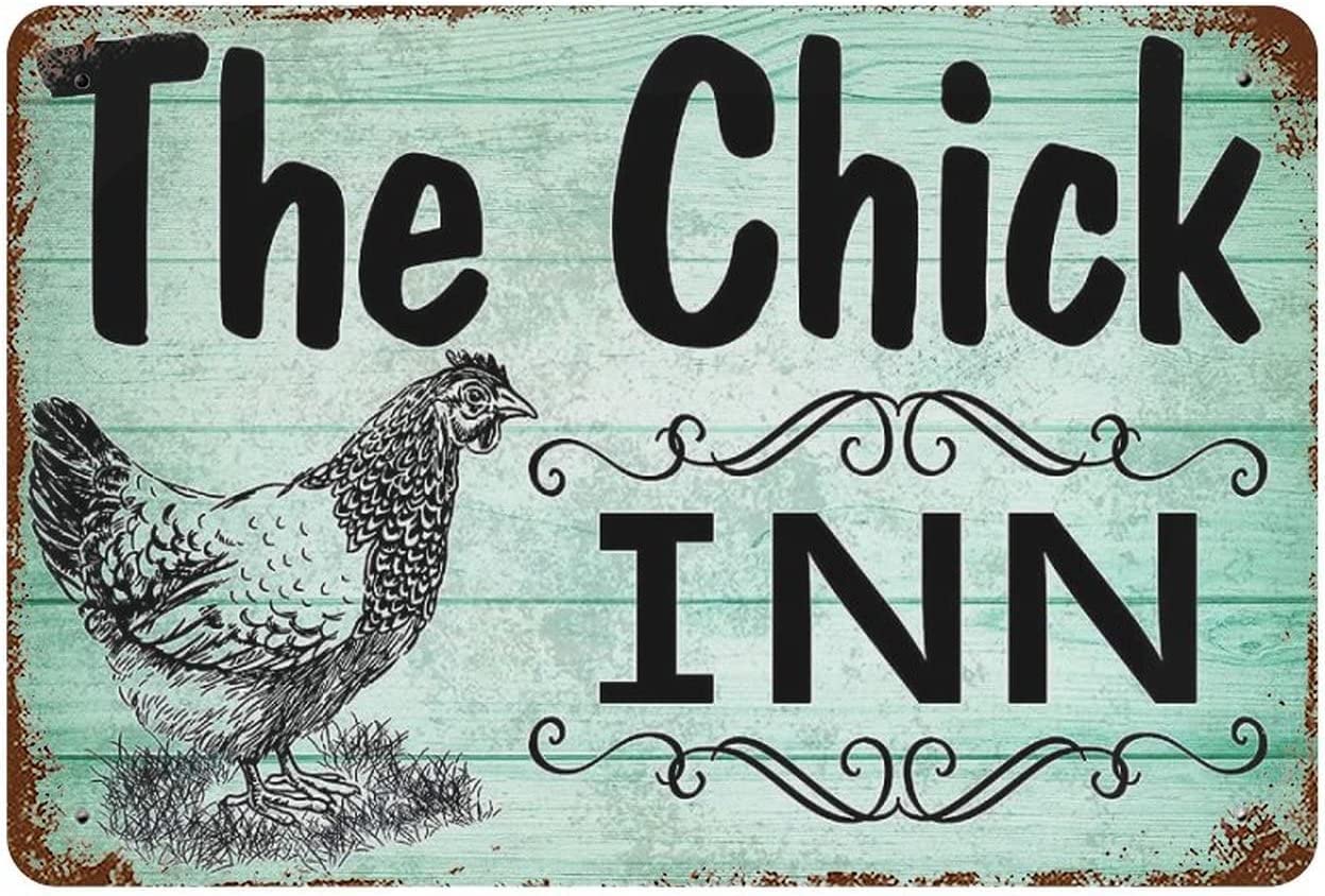 Vintage Metal Tin Sign The Chick Inn Chicken Coop Rustic Chicken Coop Farm Ranch Shopping Center Country Chicken Coop Tin Chicken Sign Metal Metal Sign 12x8inch