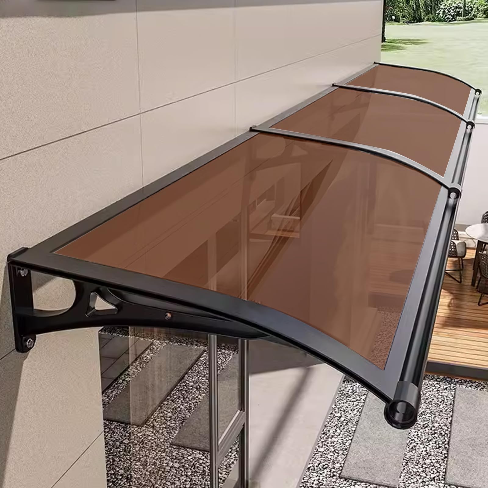 Baldacchino in alluminio per porte esterne protezione UV pioggia e neve durevole copertura per patio C 80 x 90 cm (31 "x35") ideale per case e aziende