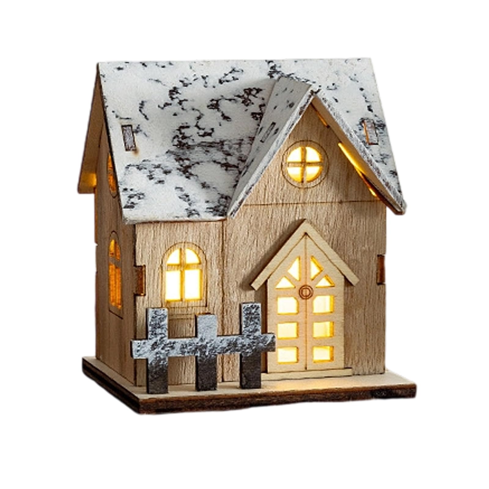 Miniature Luminously Wooden Village House Decors for Christmas Winter Home Mantels Tabletop Decorating Christmas Wooden Village House