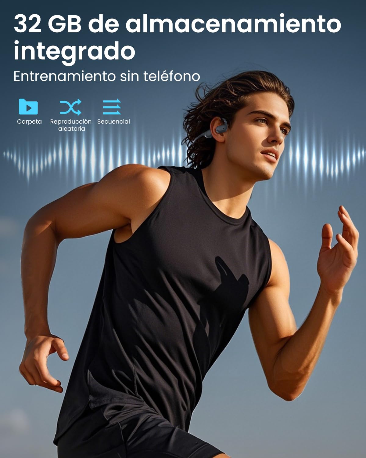 HIFI WALKER Auriculares de Conducción Aérea Bluetooth 5.4 Deportivos con 32GB MP3, Auriculares Open Ear con Cancelación de Ruido, 15h Reproducción, para Correr Gimnasio Fitness Llamadas HD