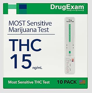 10 Pack - DrugExam Made in USA, Urine Test THC15. Highly Sensitive Urine Test, Testing Lower Standard Cutoff Level. Detects at THC15 ng/mL