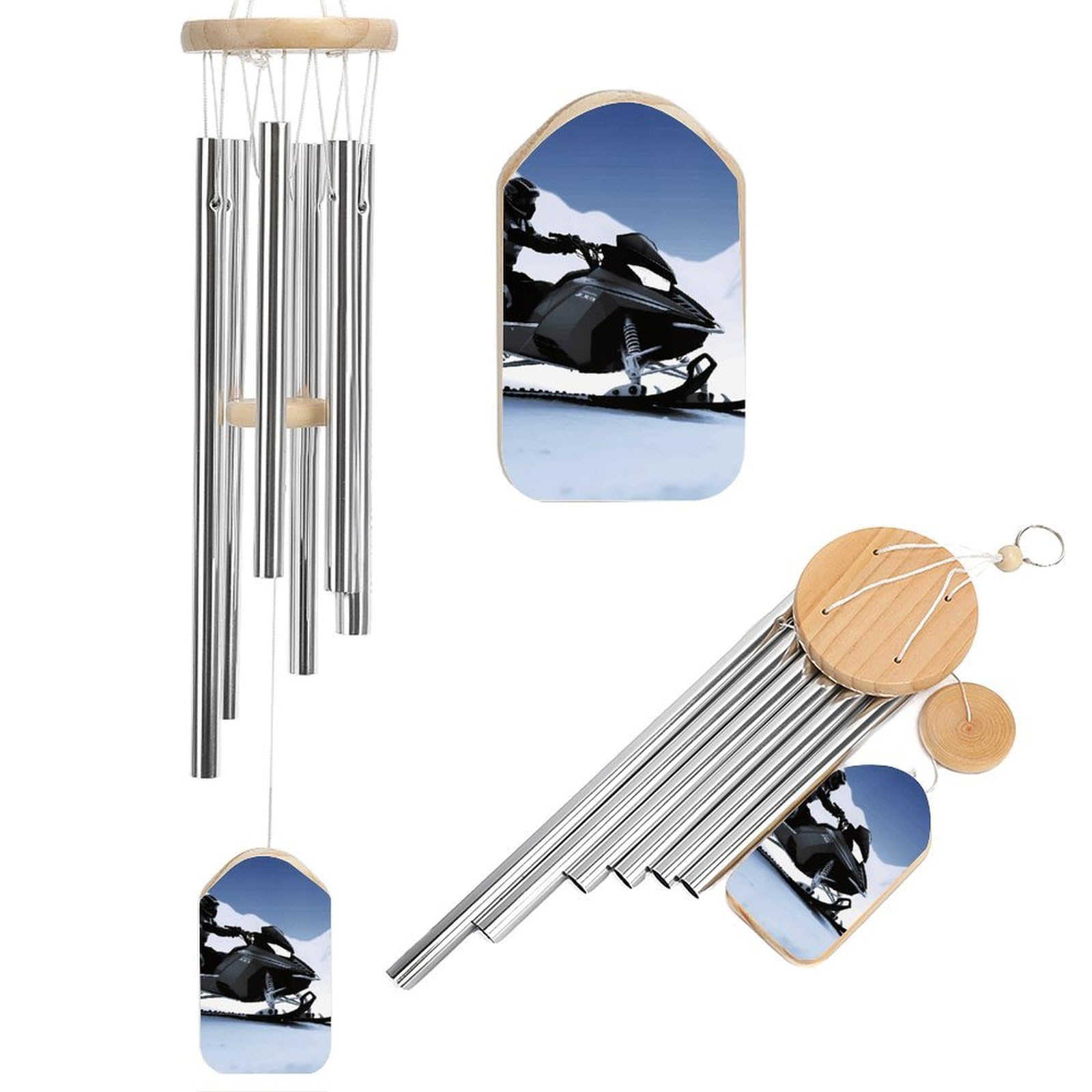 Snowmobile Wind Chimes, Soothing Melodic Memorial Windchimes Soothing Melody Wind Chime Handcrafted Hanging Decoration for Home Garden Balcony Courtyard Decor