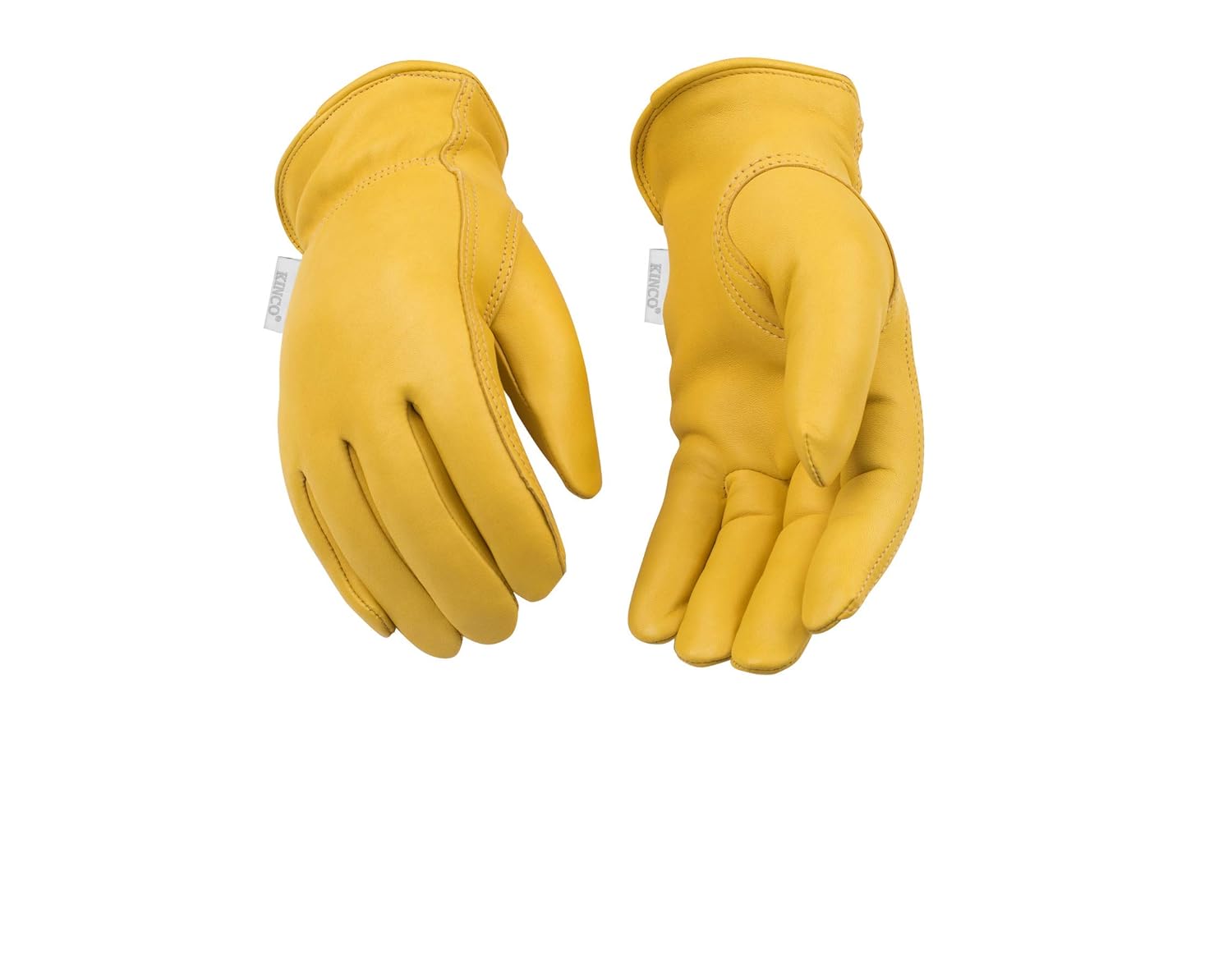 Kinco - Women's Golden Full Grain Deerskin, Easy-On™ Cuff, Shirred Elastic Wrist, Leather Hem, Keystone Thumb Design Heatkeep® Thermal Insulation, Medium