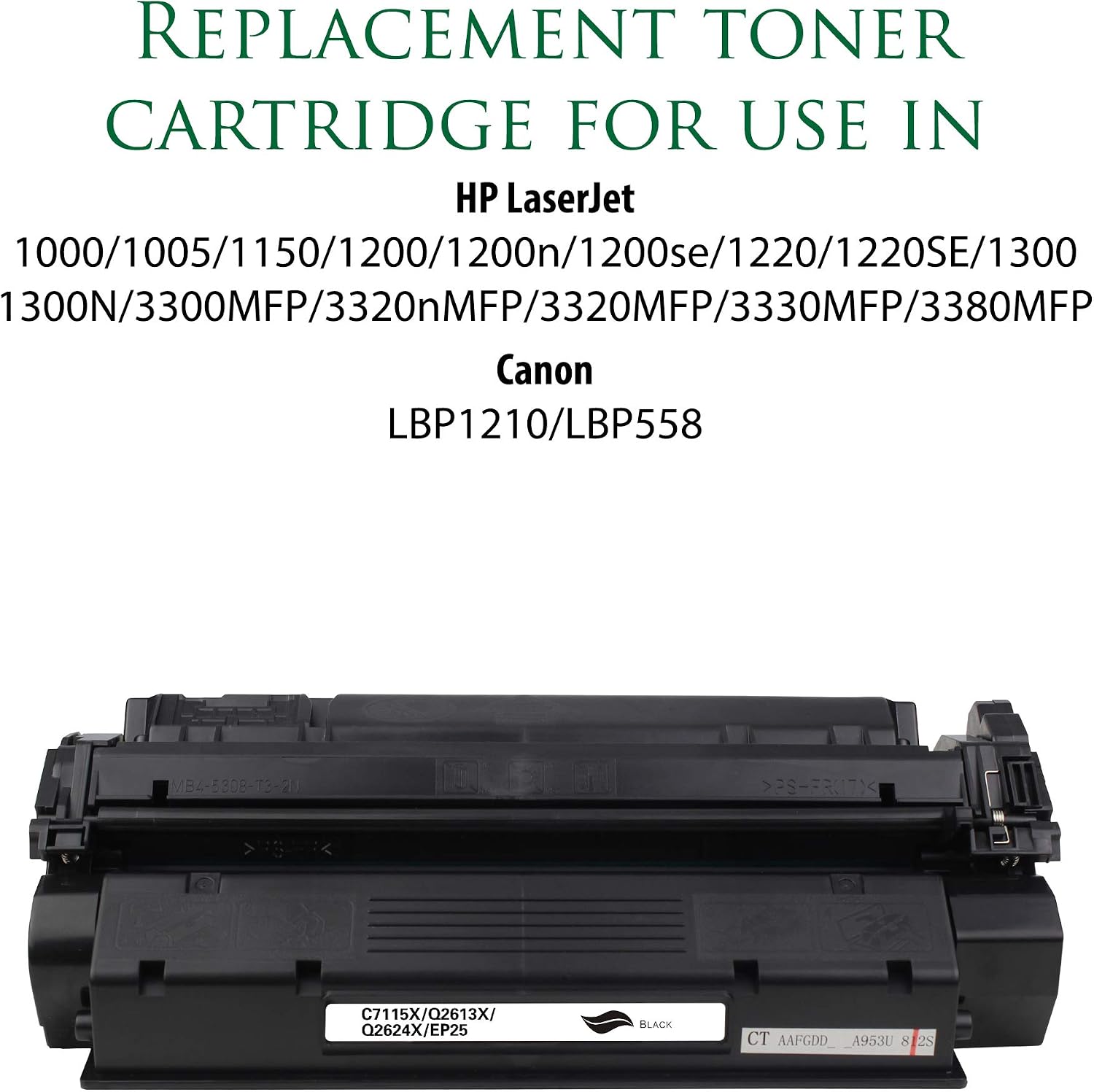 Compatible Toner Cartridge for Replacement C7115X (Universal with Q2613A/Q2624A/EP25) | Remanufactured Standard Yield Laser Printer Cartridge for Canon, HP Laserjet by Premium Ink&Toner