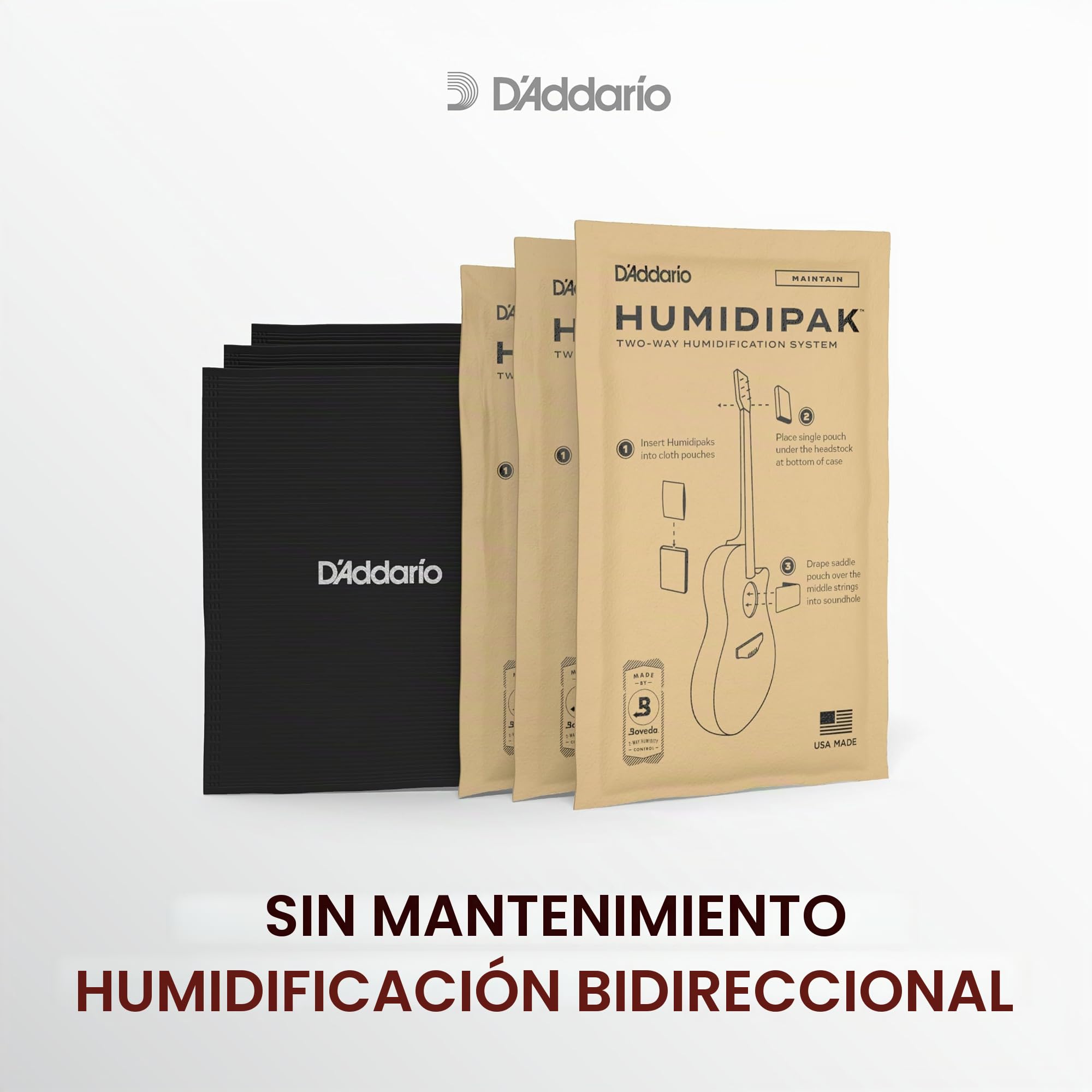 D'Addario Humidificador Guitarra - Humidipak Maintain Kit - Sistema Automático de Control de la Humedad - Sistema de Control de la Humedad de dos vías, sin Mantenimiento, para Guitarras