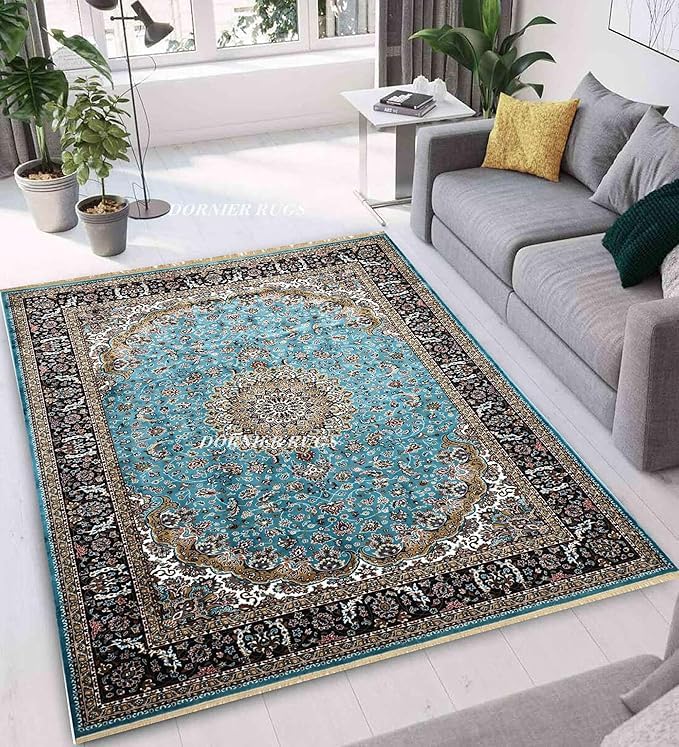 Premium Kashmiri Silk Blend Area Rug for Living Room & Bedroom – Elegant Machine-Woven Luxury Carpet Size 6 X 9 Feet (180x270 cm) Multi-image-5