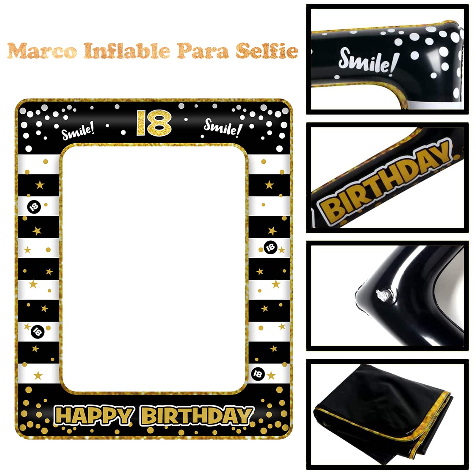 Kit Fotobooth Compleanno 18 Anni - Cornice Gonfiabile 71x58cm + 29 Accessori, Per Feste E Eventi - Foto 11
