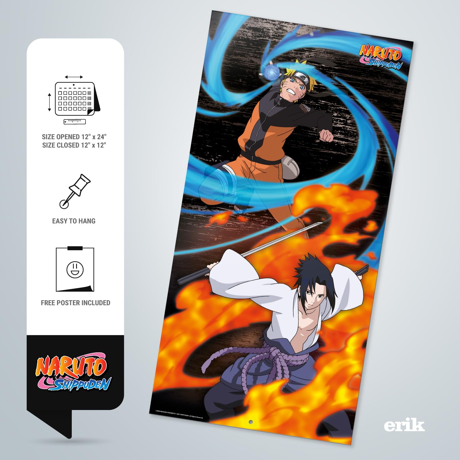 Grupo Erik Naruto Wall Calendar 2024 12" x 12", Klein - Image 3