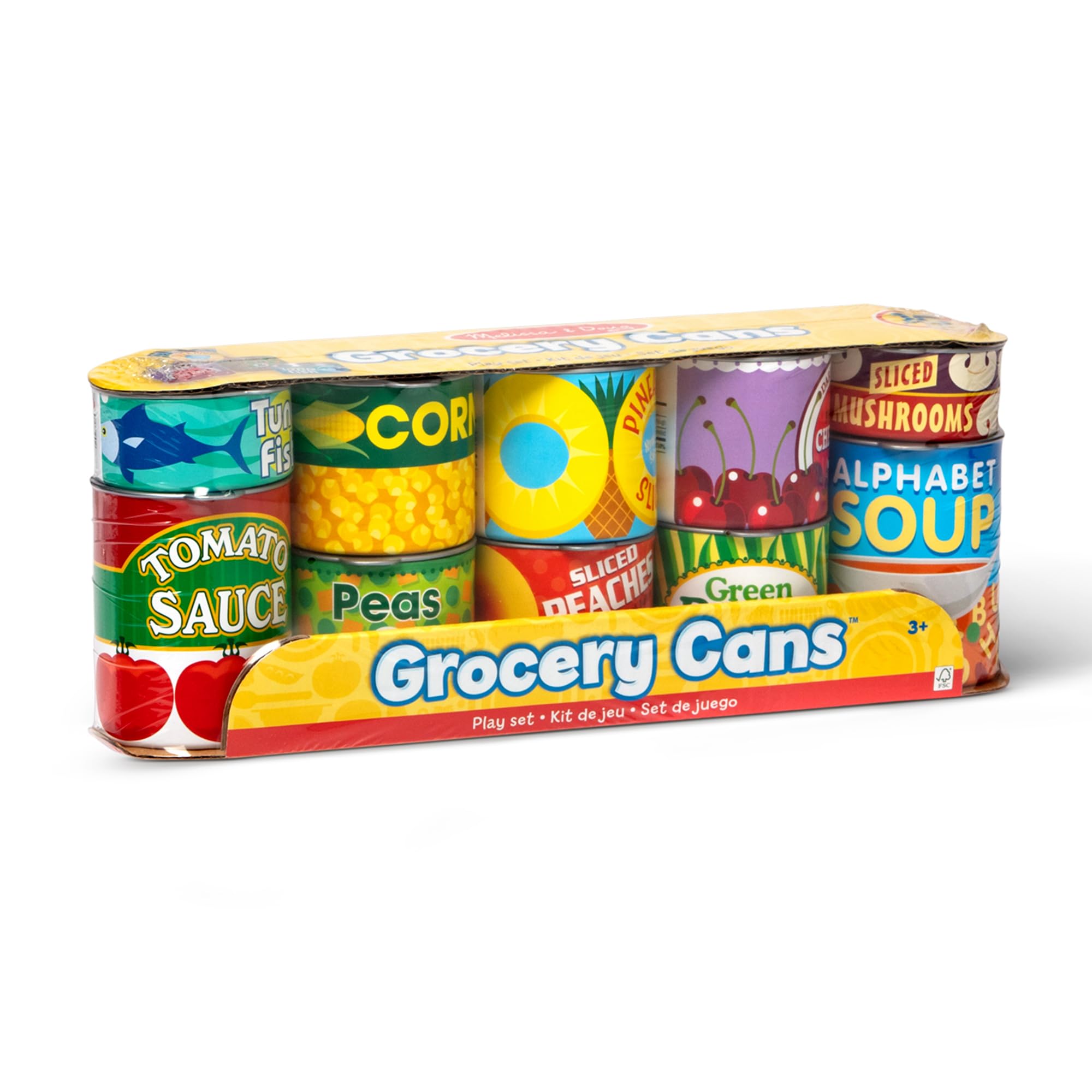 Melissa & Doug Let's Play House! Grocery Cans Play Food Kitchen Accessory - 10 Stackable Cans With Removable Lids
