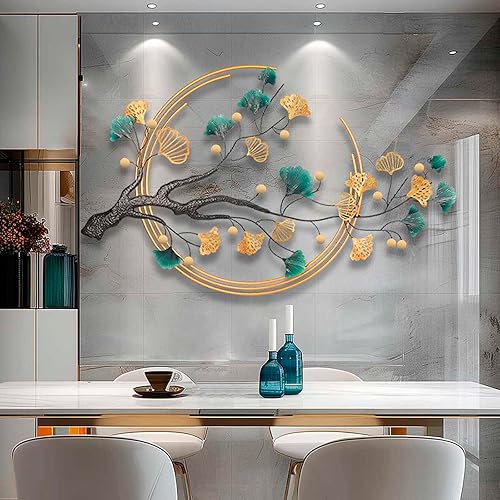 Miniatura 2 de QXSXKJ Decoración de pared de metal 3D para sala de estar, esculturas de pared modernas grandes, doradas, decoración del hogar de metal de 59