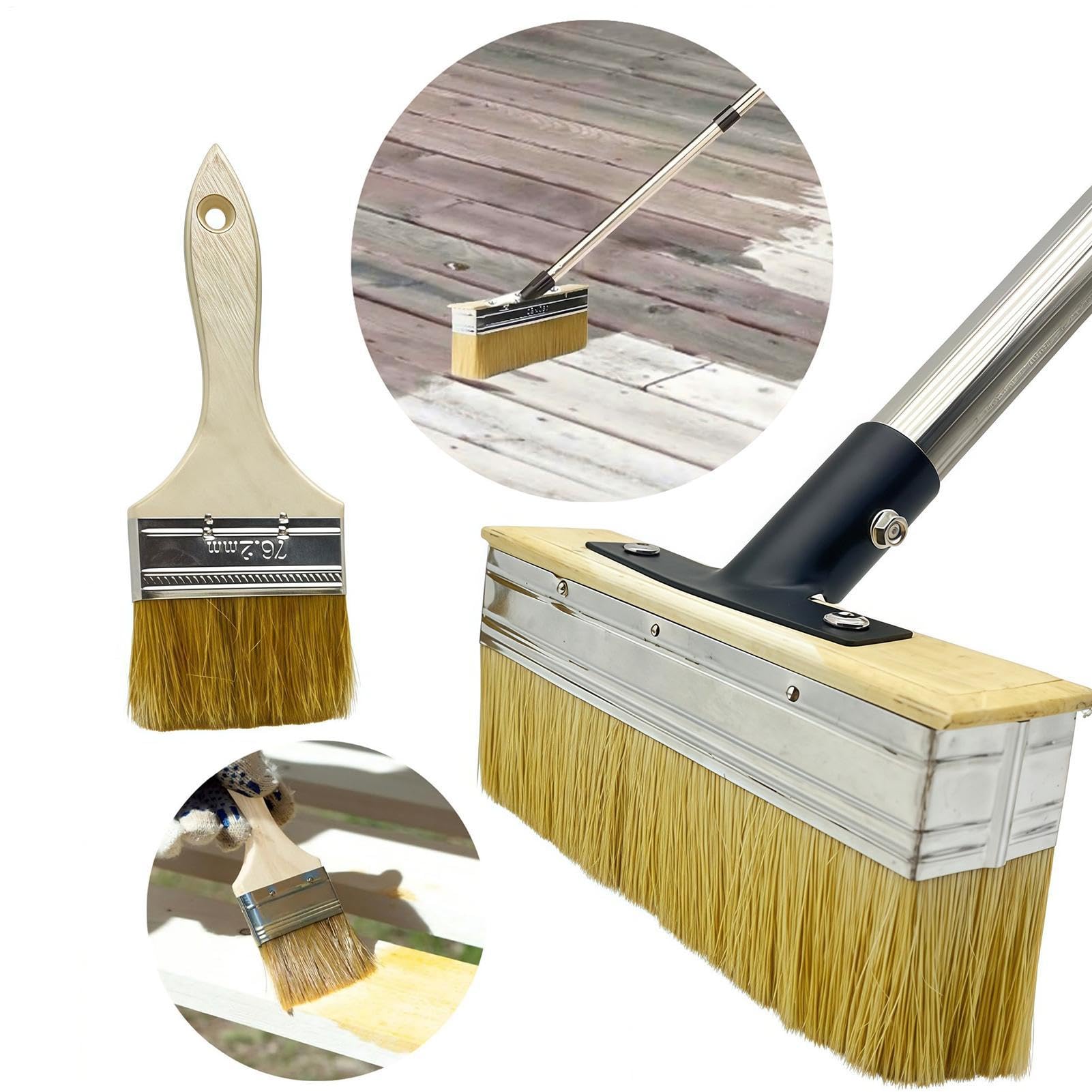 Spazzola da mordente per deck con manico lungo Spazzola per Pulizia | Spazzola da pulizia pavimenti del portico Per Casa Esterno Patio Portico Cortile Giardino Calcestru