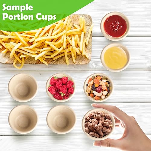 Miniatura 5 de Groecycle Cuencos de papel pequeños de 2 onzas, paquete de 250 cuencos de chile desechables, cuencos de fibra de bagazo compostables, cuencos de