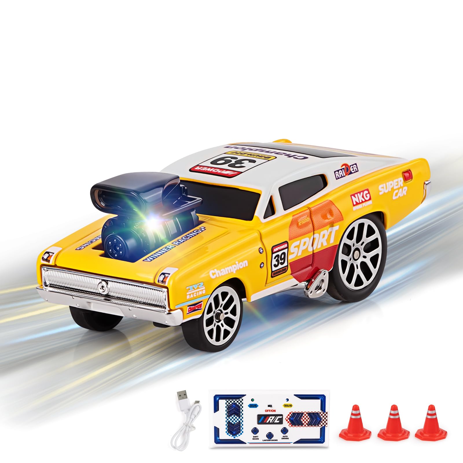 funnykid Mini Drift RC Cars, Remote Control Cars Gift Set Toys for 3 4 5 6 7 8 9 10 Year Old Boys, Alloy Body, 3 Speed