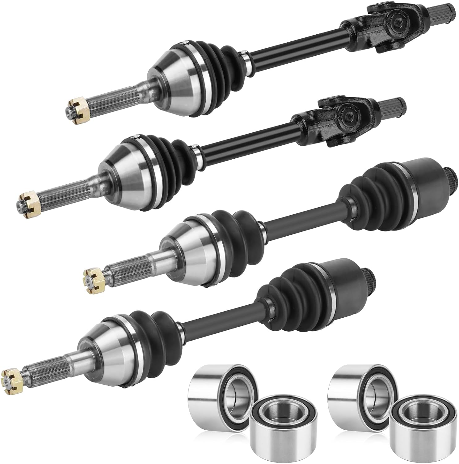 Youxmoto Front + Rear CV Axles & Wheel Bearing Kit Fit for Polaris Sportsman 400 500 4X4 2004; Sportsman 600 700-2003 2004, 2004 for 4X4 Magnum 330/atp 330 500 (4*Full Set Axles+bearings)