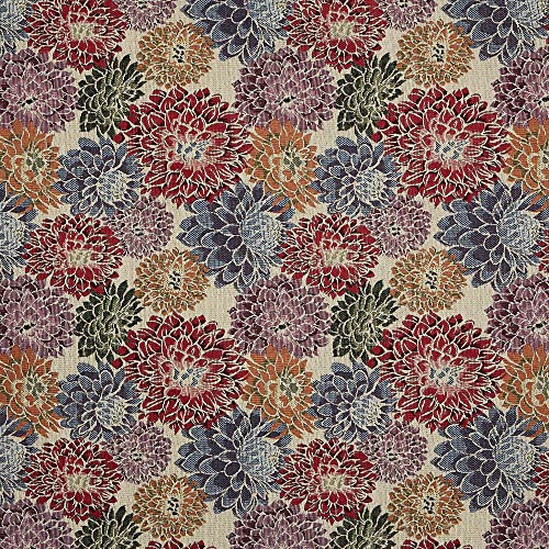Kt KILOtela - Tela Tapicería, Jacquard Gobelino, Tapizar Sillas, Cojines, Cabecero, Sofá, Bolsos, Resistente al Desgaste, Costura Creativa, 100 cm Largo x 280 cm Ancho, Flores, Multicolor ─ 1 Metro