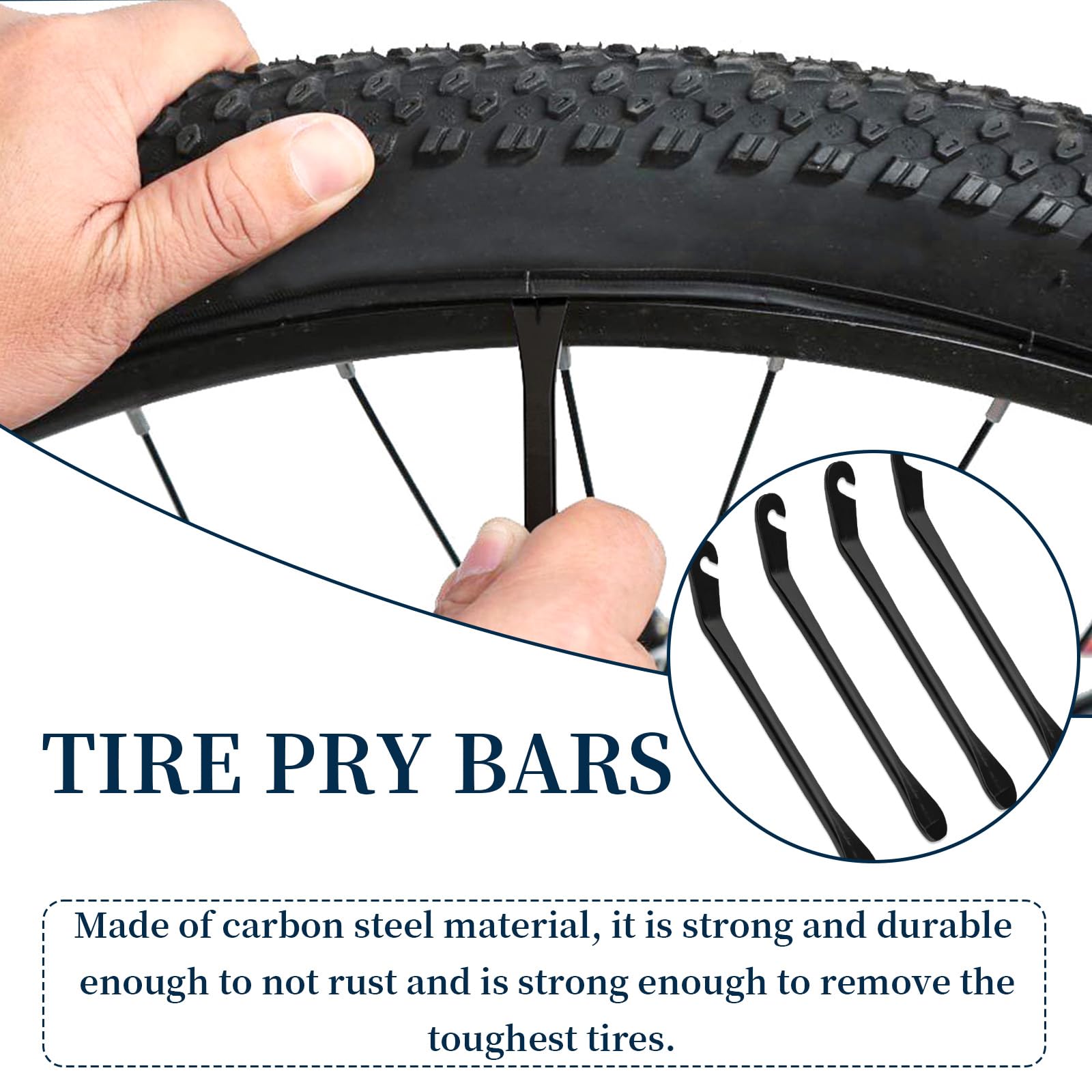 Huakaile Bike Tire Levers Tyre Spoon Stainless Steel Changing Tool for Changing Road & Mountain Bike Tubes Premium Bicycle Accessories with Hook Repair Tire Tool (4 - Image 4