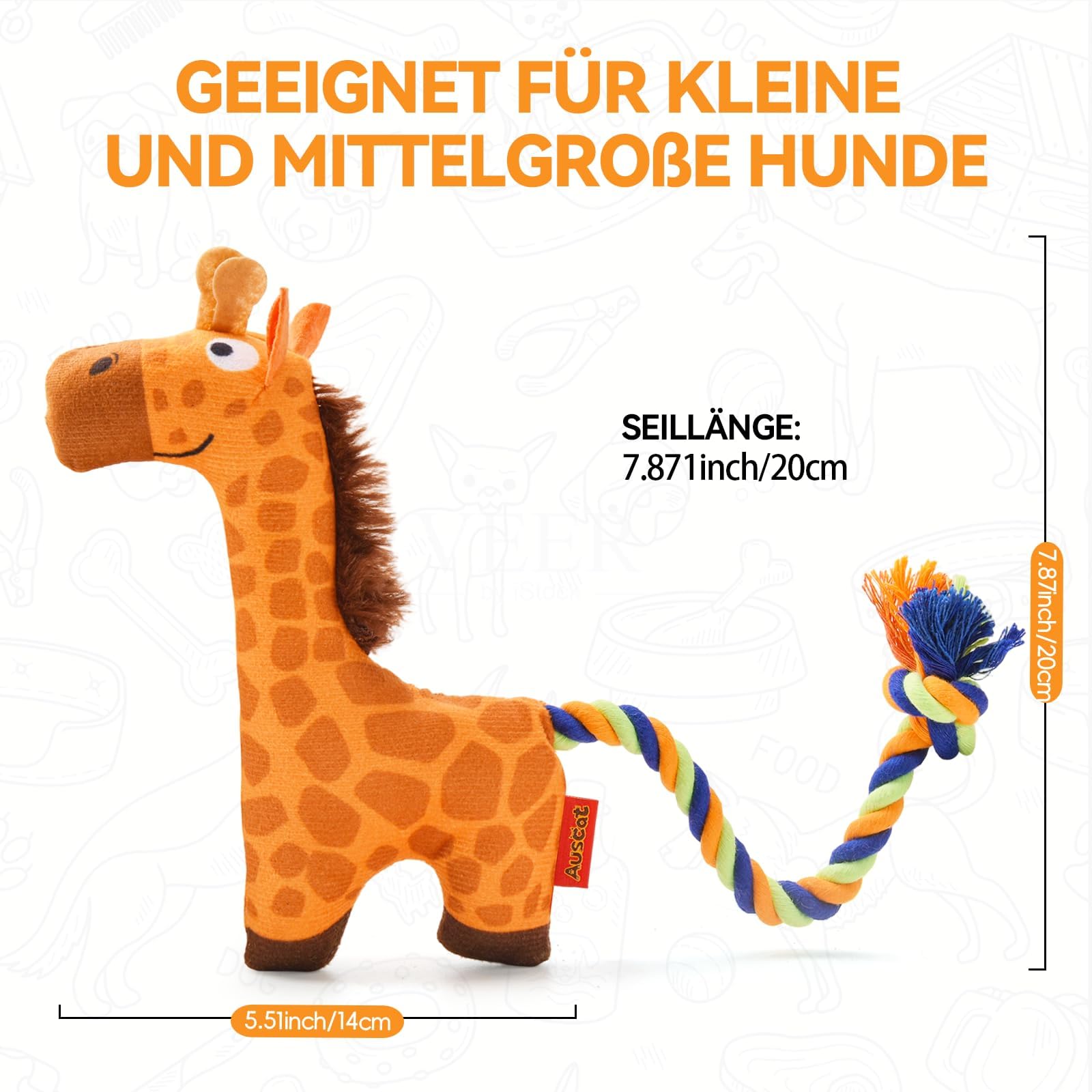 AUSCAT Jouet en Corde pour Chien, Jouets à Tirer pour Petits et Moyens Chiens (ne Convient Pas aux mâcheurs agressifs), Jouets en Peluche Couineurs pour Chien, Krokodi, Girafe et Flamant Rose