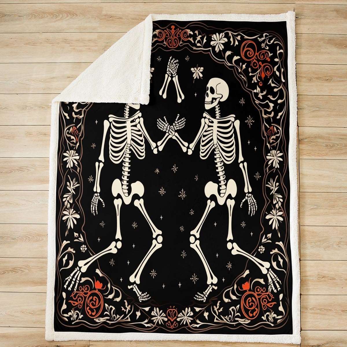 Feelyou Skull Sherpa Blanket for Kids Skull Lover Plush Blanket for Bed Sofa Couch Gift for Couples Sherpa Blanket Gothic Skull Fuzzy Blanket Queen 90"x90"