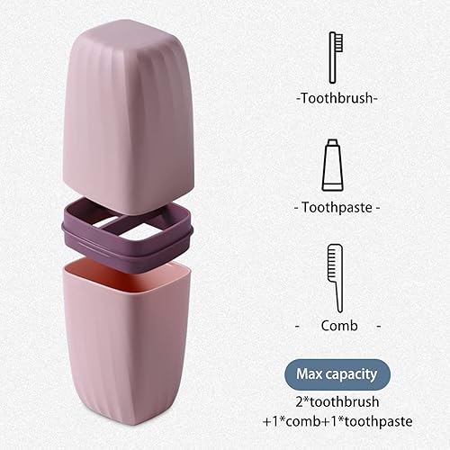Miniatura 3 de Soporte para cepillo de dientes con tapa, soporte para cepillo de dientes portátil y portacepillos de dientes para baño, escuela, viajes de negocios