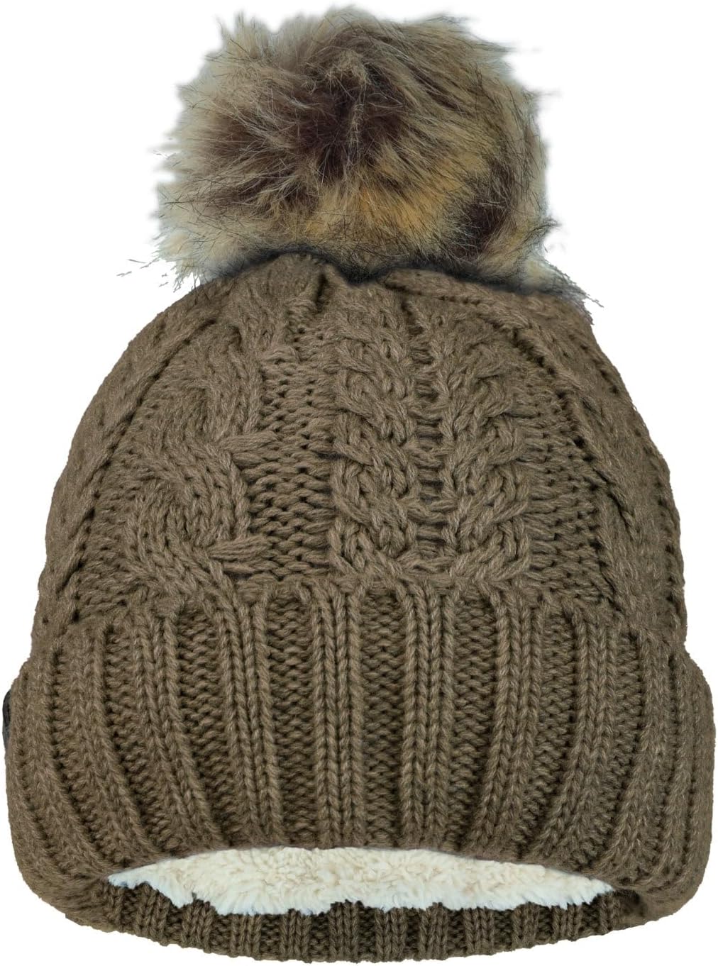 Timberland Women’s Cable Knit Faux Fur Pom Beanie - Soft Winter Hat, Ribbed Cuff, Warm Lining, Stylish Cozy Cold Weather Wear - Image 2