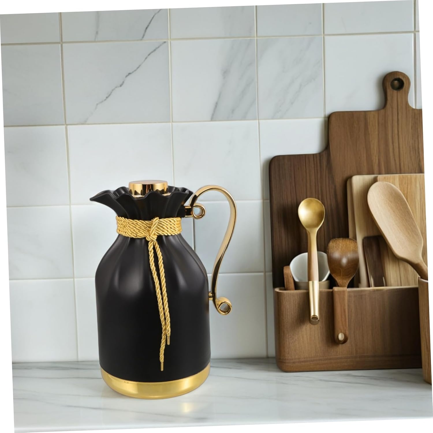 Large Capacity Thermal Carafe Insulated Coffee Tea Jug with Glass Liner for Hot Cold Drinks for Home Office Travel Outdoor Use