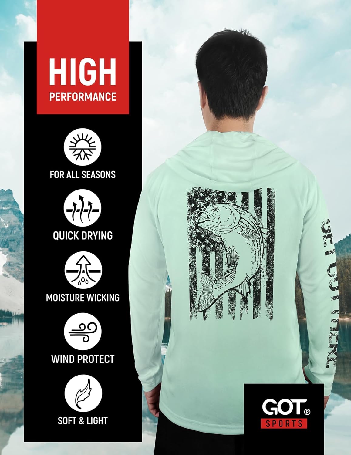 GOT Sports UPF 50+ Hooded Fishing Shirt for Men Women - Long Sleeve Hoodie T Shirts - UV Sun Protection, Lightweight - Image 4