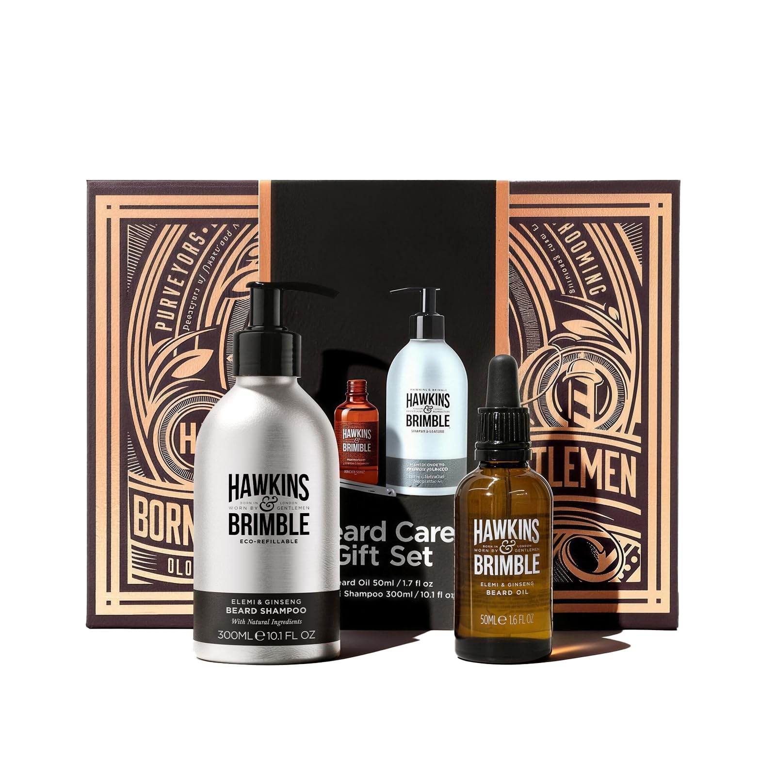 Hawkins & Brimble Beard Gift Set Box (Beard Shampoo Eco Refillable & Beard Oil)