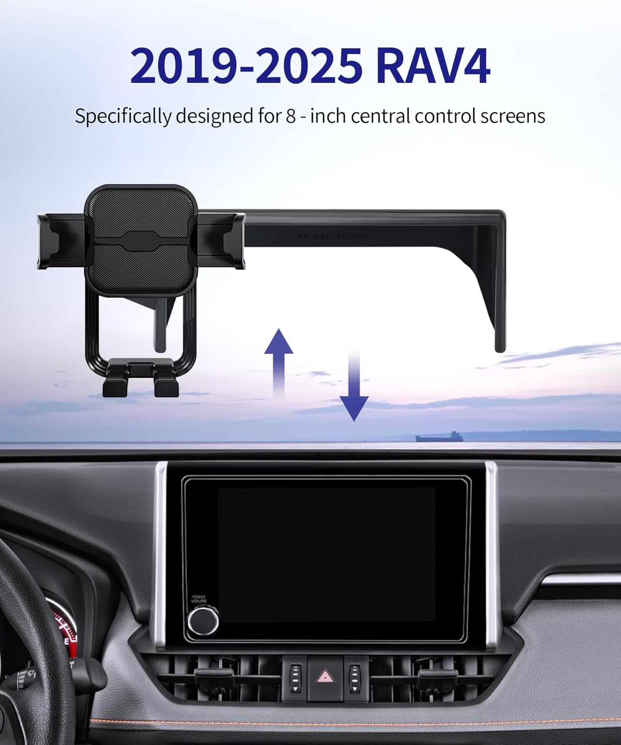 Car Phone Holder for 2019-2025 Toyota RAV4/Hybrid, 360° Rotation, 7/8 inch Screen Fixed Clip, Auto Accessories Navigation Bracket, Interior Decoration Mobile Phone Mount