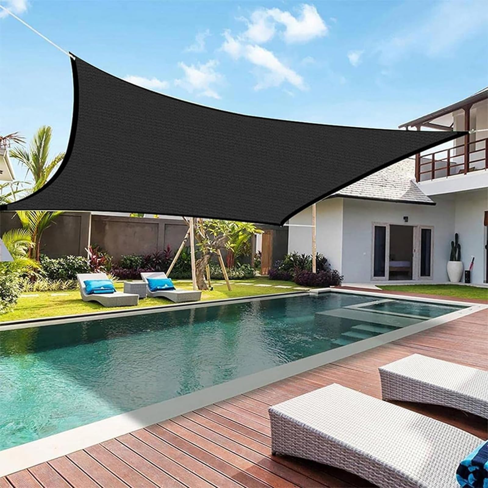 LXBche Waterproof Sun Shade Sail Canopy Awning Shelter Shade Sail Hardware Oxford Cloth Canopy Sun Awning UV Block Sun Shades Outdoor for Patio Garden Outdoor Facility and Activities (Color : A, Siz
