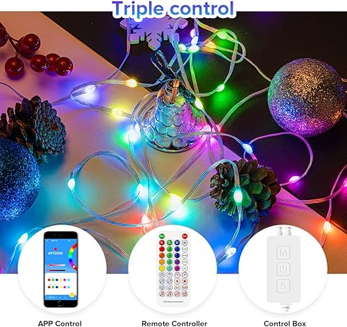Miniatura 4 de SEZO WS2811 - Guirnalda de luces IC de 16.4 pies16.4 ft, 50 LED, impermeable, cambio de color, USB, luces LED con control remoto de 24 teclas, para