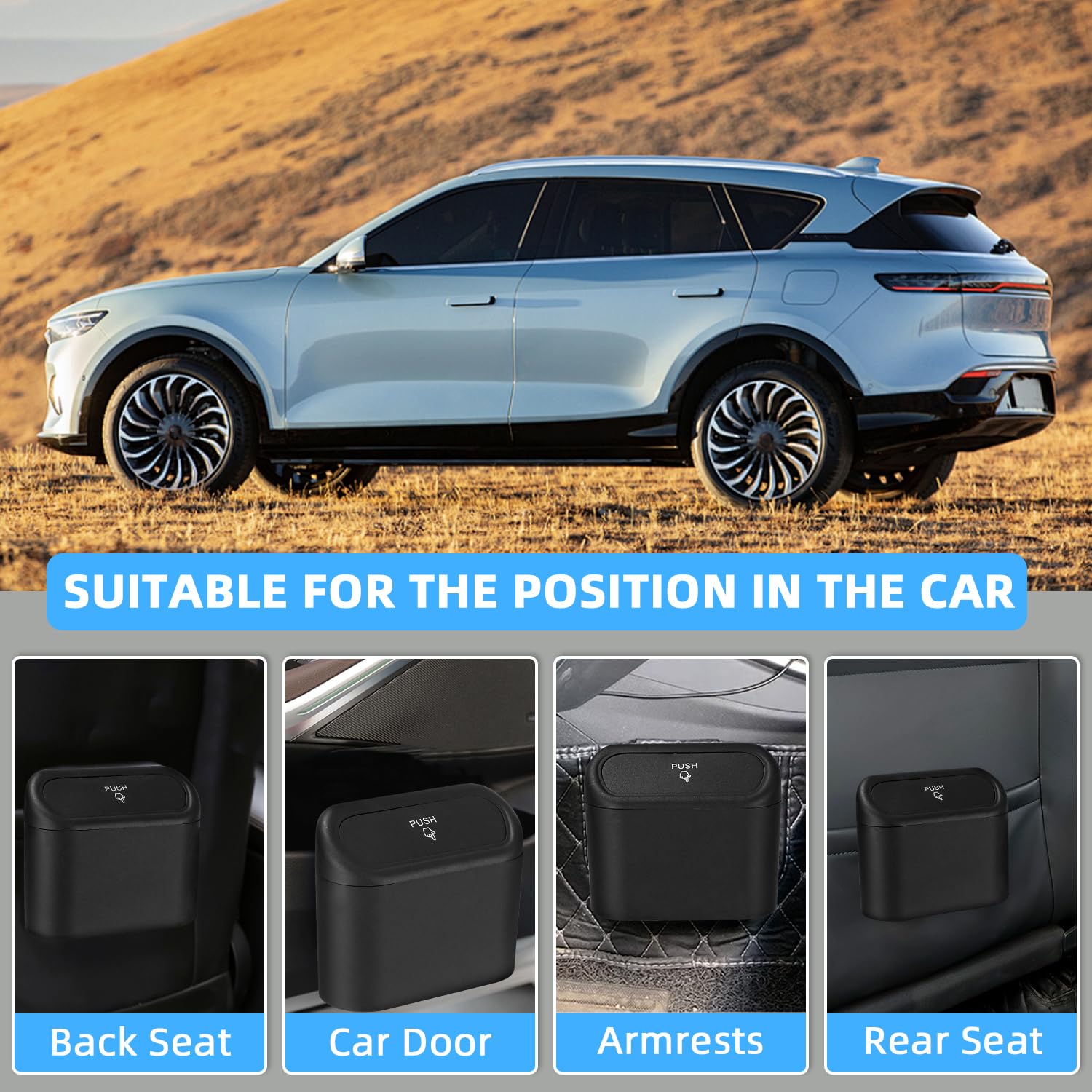 Mini Poubelle De Voiture - 2 Pièces Avec Couvercle - Support De Tasque Portable Pour Déchets En Voiture Ou Maison