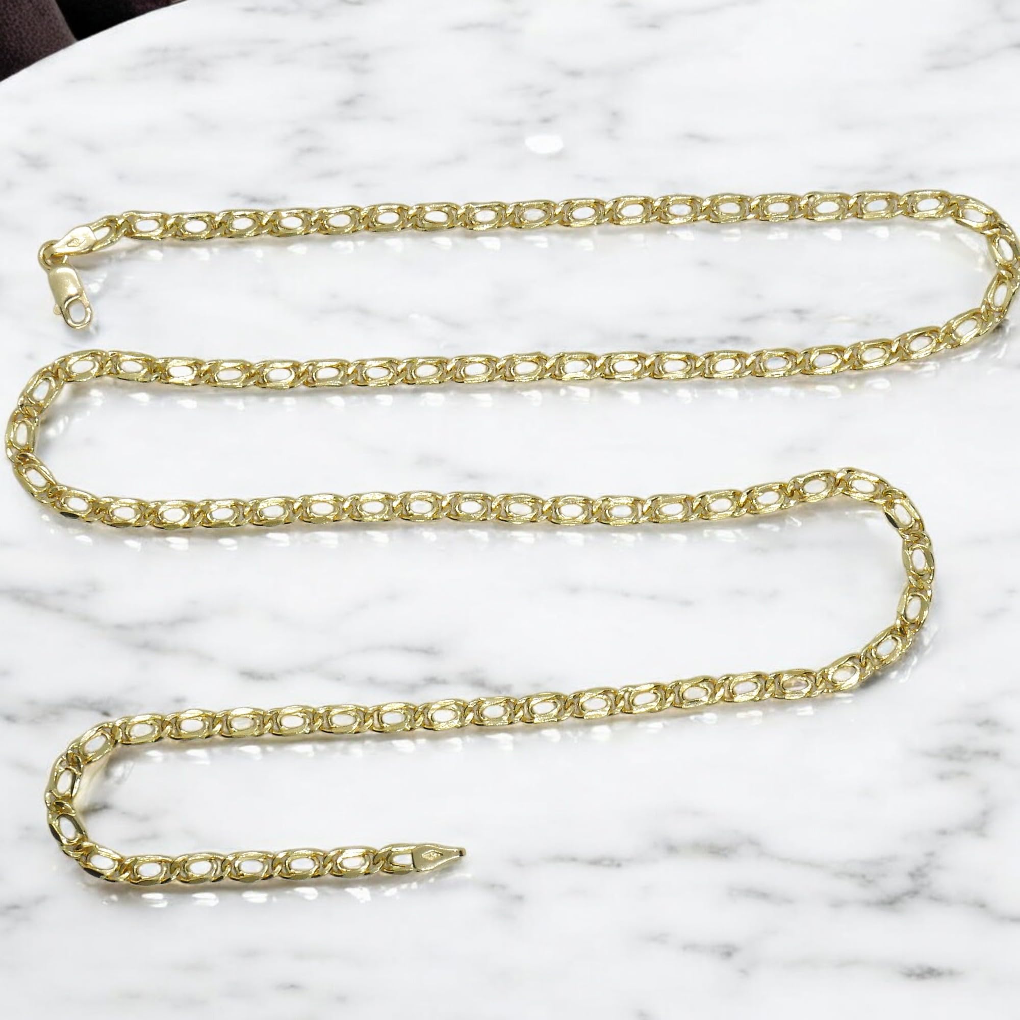 Never Say Never Catena da uomo in oro giallo 18k Tipo doppia barbata modello tigre, larghezza 4,00 mm e lunghezza 60 cm. Peso; 9,90 gr di oro 18 carati
