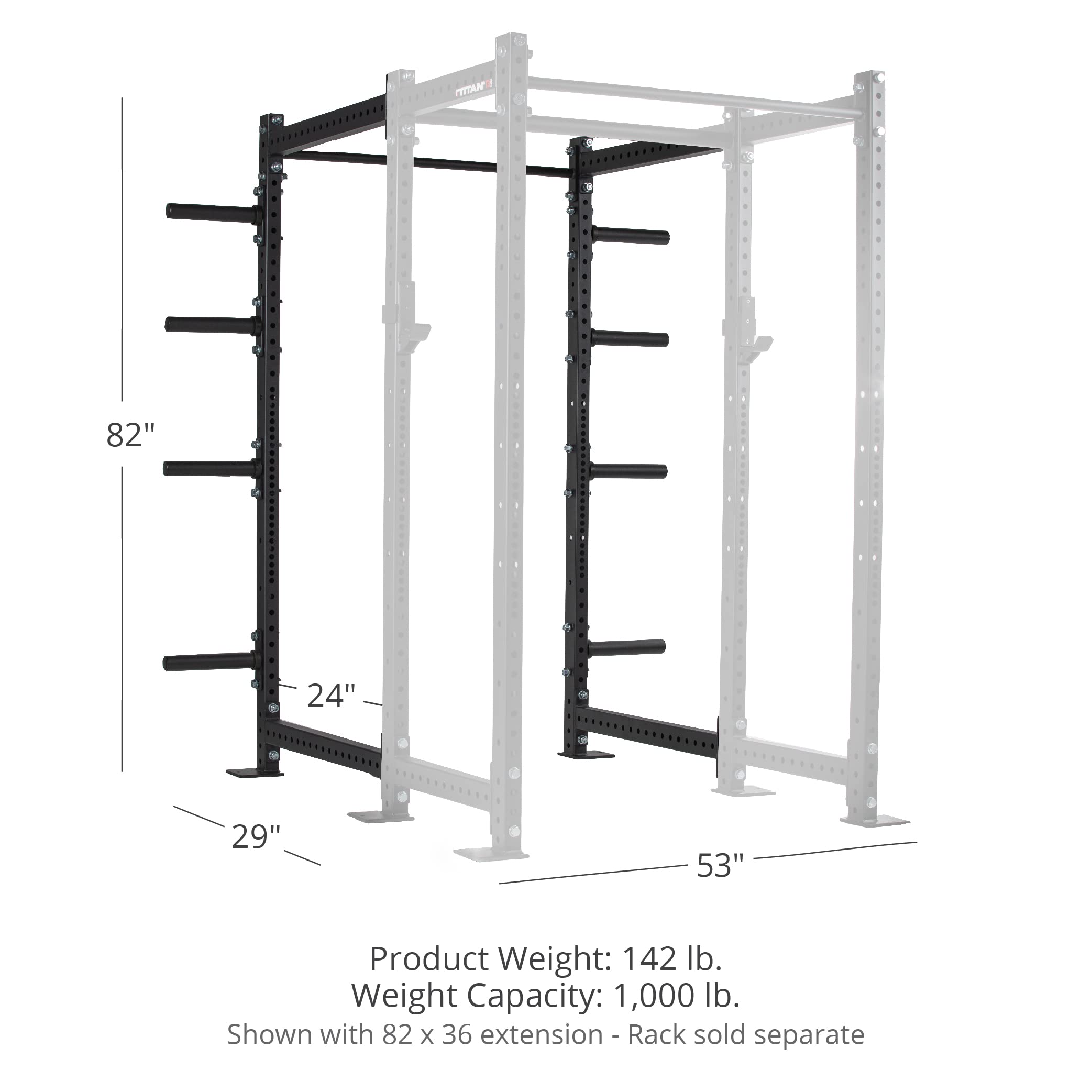 Titan Fitness T-3 Series Black Short 24in Depth Power Rack Extension Kit