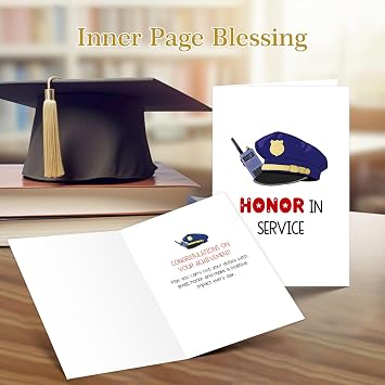 Police Academy Graduation Card - Honor in Service - Congratulations Card for New Police Officer, Sheriff, Deputy - 8x5.5 Graduation Gifts with Envelope