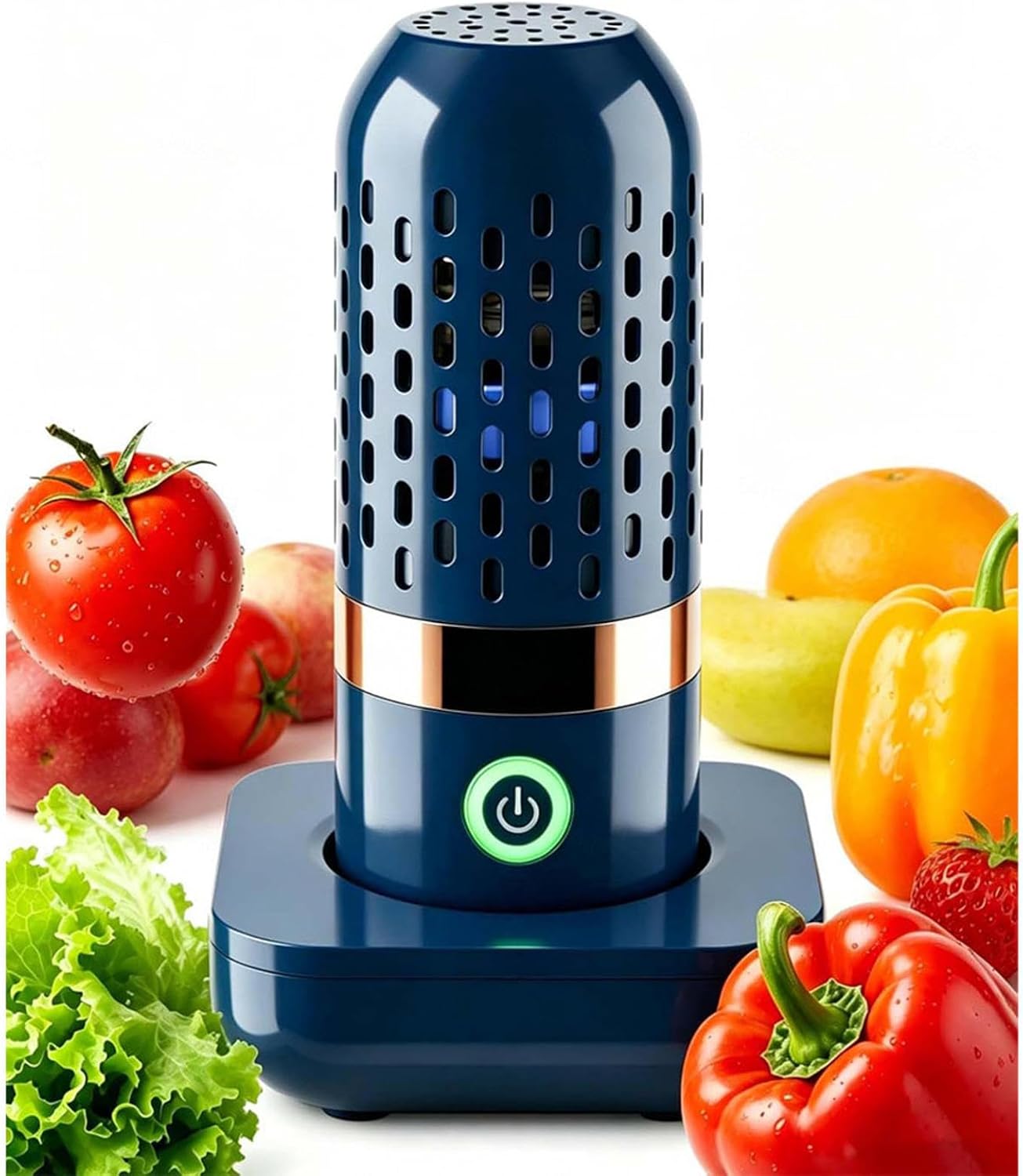 ultrasonic Fruit and Veggie Cleaner Wireless Charging, Fruit ionizer Cleaner for Fruits,Veggies,Meat,Rice and Utensils, (Blue)