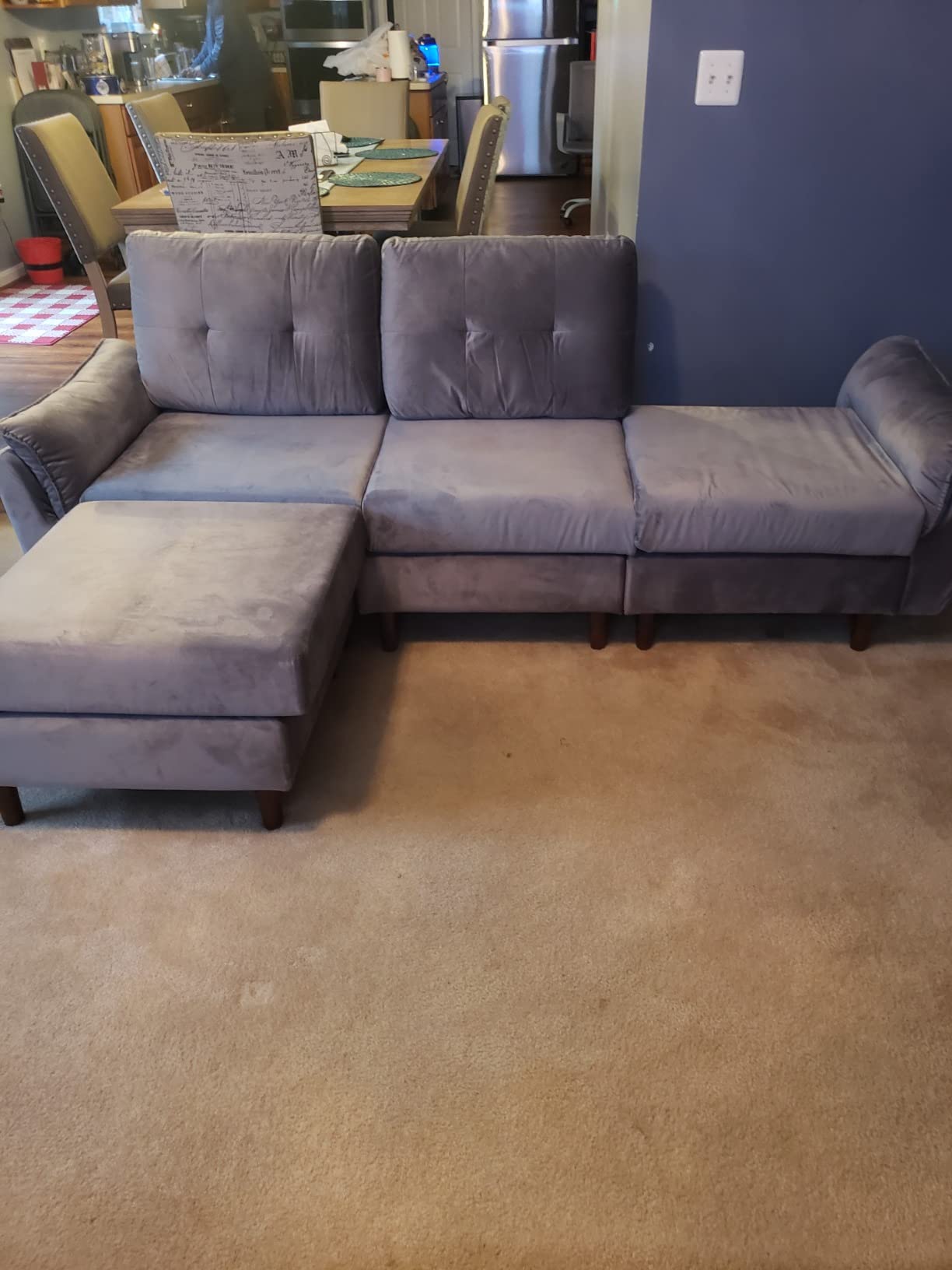 94/mo Finance LINSY HOME Modular Sectional Sofa, Velvet Sectional