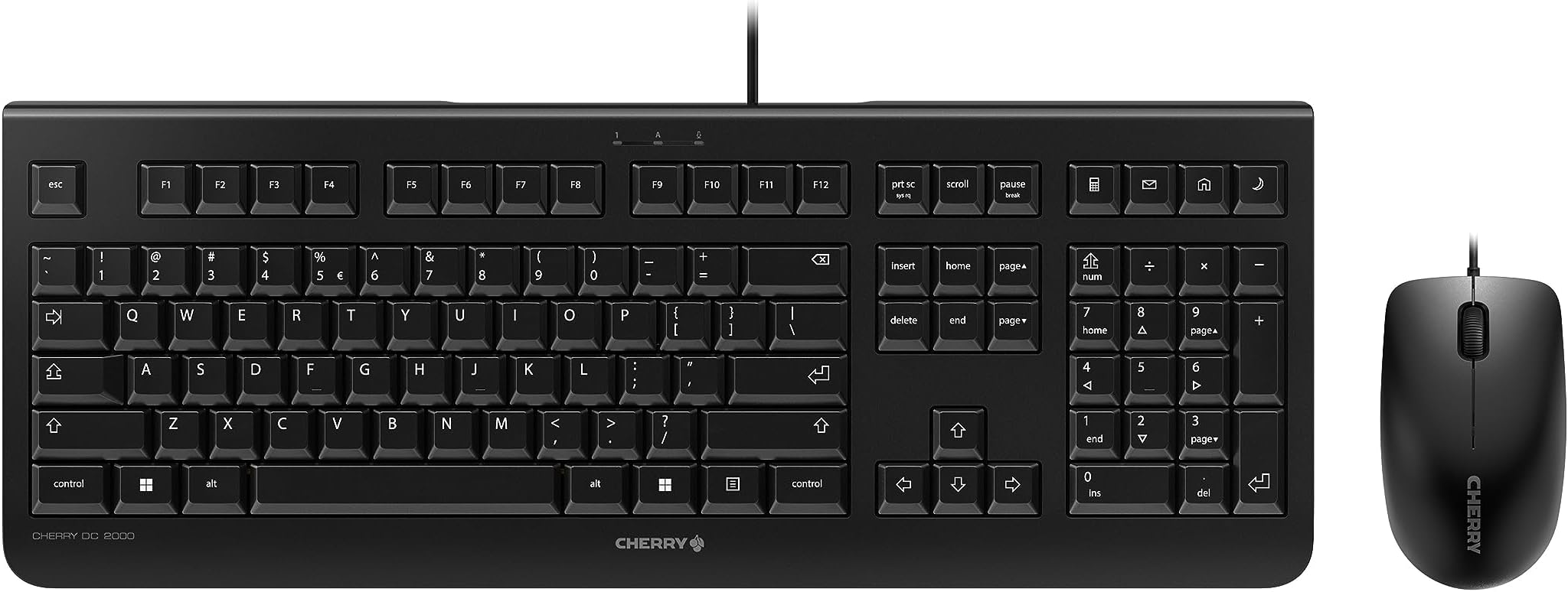 Cherry DC 2000 - Keyboard and Mouse Combo - 4 Additional Keys - US Layout - QWERTY Keyboard - GS Approval - Black