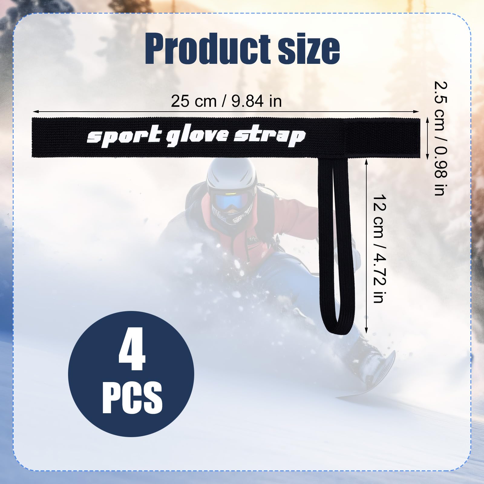 Gosknor 4pcs Sport Glove Safety Strap, Ski Glove Wrist Elastic Straps Ski Glove Handcuff Snowboard Glove Straps Ski Glove Leash Snowboard Glove Wrist Straps for Outdoor Activities Skiing Snowboarding