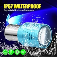 Vista 5 de Bombilla LED 1157 para motocicleta, luz estroboscópica azul con largo alcance, BAY15D 2057 2357 7528 1 LED de alta potencia con proyector