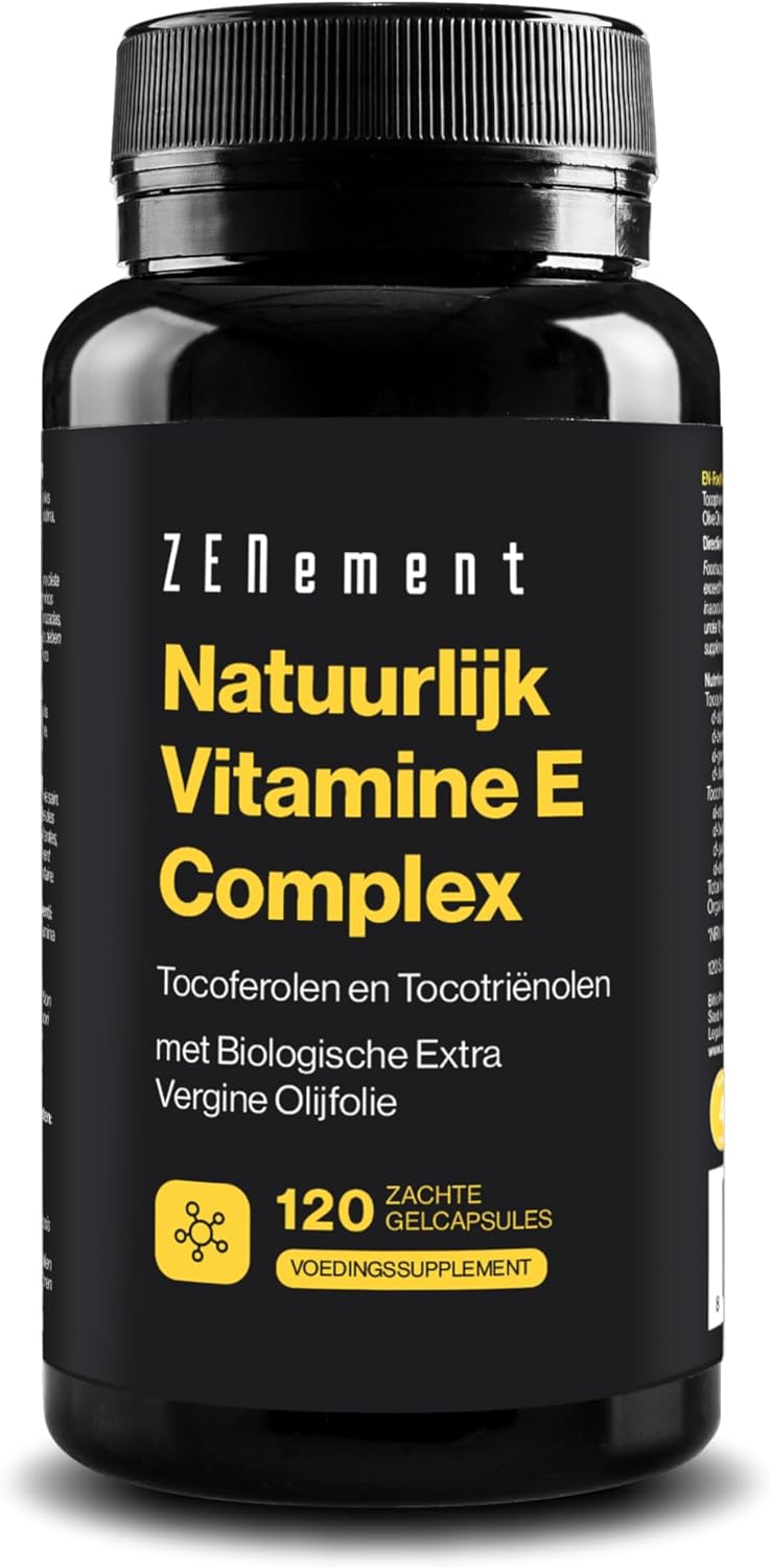 Vitamine E Complex, Tocoferolen en Tocotriënolen, 120 softgels met Biologische Extra Vergine Olijfolie | Ter bescherming tegen vrije radicalen, Premium: Natuurlijke Vitamine E | Zenement