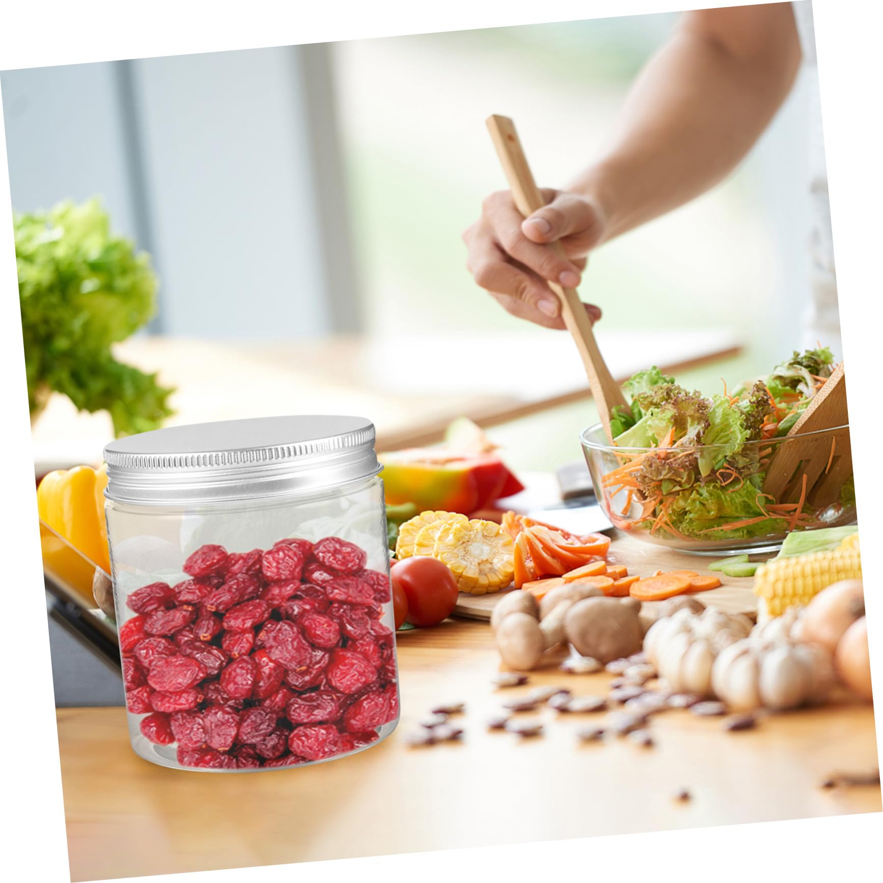 Mipcase 12 Piezas Frascos de Plástico para Almacenar Contenedor de Alimentos de Tapa de Aluminio para Cocina para Contenedor de Alimentos Secos