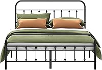 Kujielan Queen Metal Bed Frame - Heavy Duty Steel Slats, No Box Spring Needed, Easy Assembly, Move & Underbed Storage