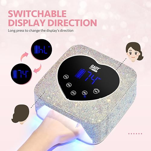 Miniatura 5 de GAOY Luz UV inalámbrica para uñas de gel, lámpara de uñas profesional, secador de uñas recargable con diamante para un secado rápido
